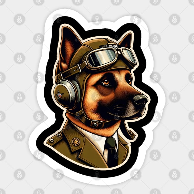 Belgian Malinois Pilot Sticker by k9-tee